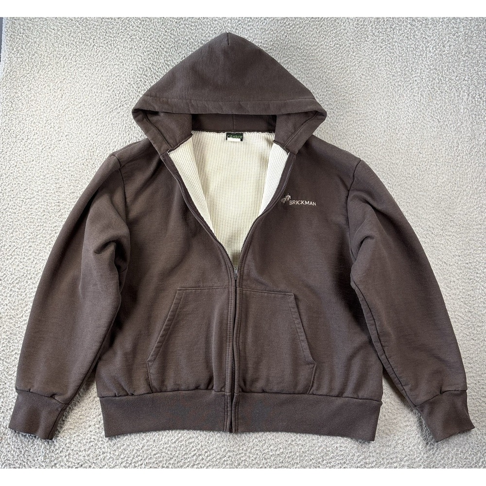 Vintage Camber Hoodie Men 2XL XXL Brown Full Zip Heavy Thermal Lined Made In USA